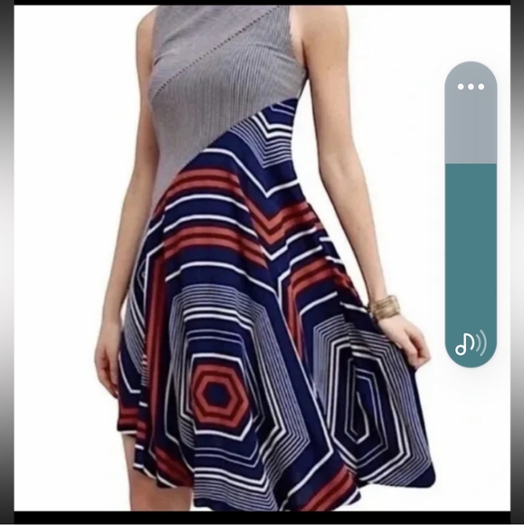 Anthropologie Maeve Cameron Blue/ White/ Orange Asymetrical Dress. Size XL. - Picture 15 of 16